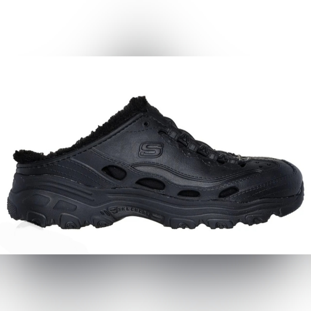 Skechers Foamies D'Lites 2.0 women's black faux-fur lined mule sneakers size 9